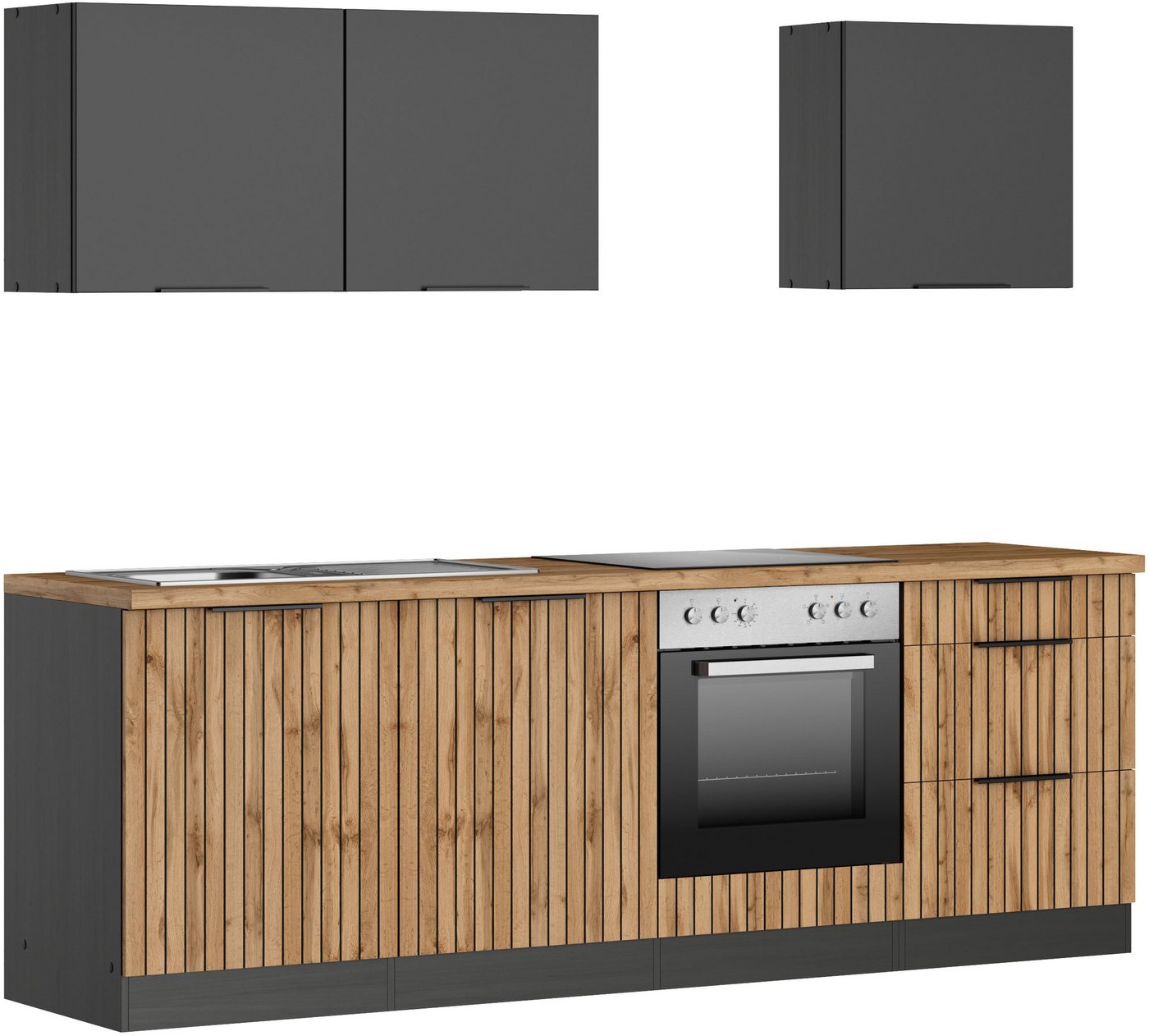 KOCHSTATION Küchenzeile KS-Lagos2, Breite 240 cm, wahlweise mit E-Geräten, mit 38mm starker Arbeitsplatte – Bild 3 von 5