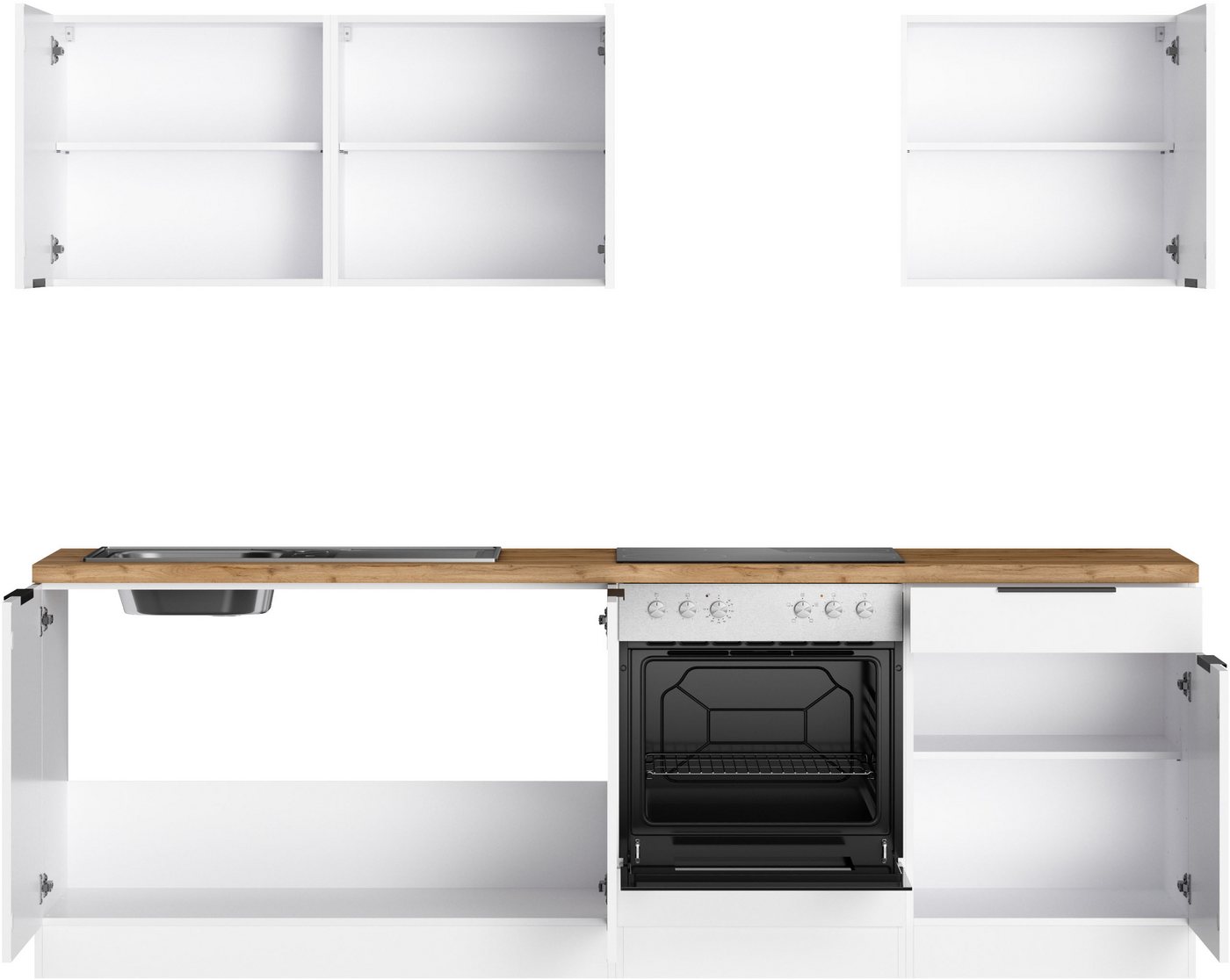 KOCHSTATION Küchenzeile KS-Lagos2, Breite 240 cm, wahlweise mit E-Geräten, mit 38mm starker Arbeitsplatte – Bild 4 von 5