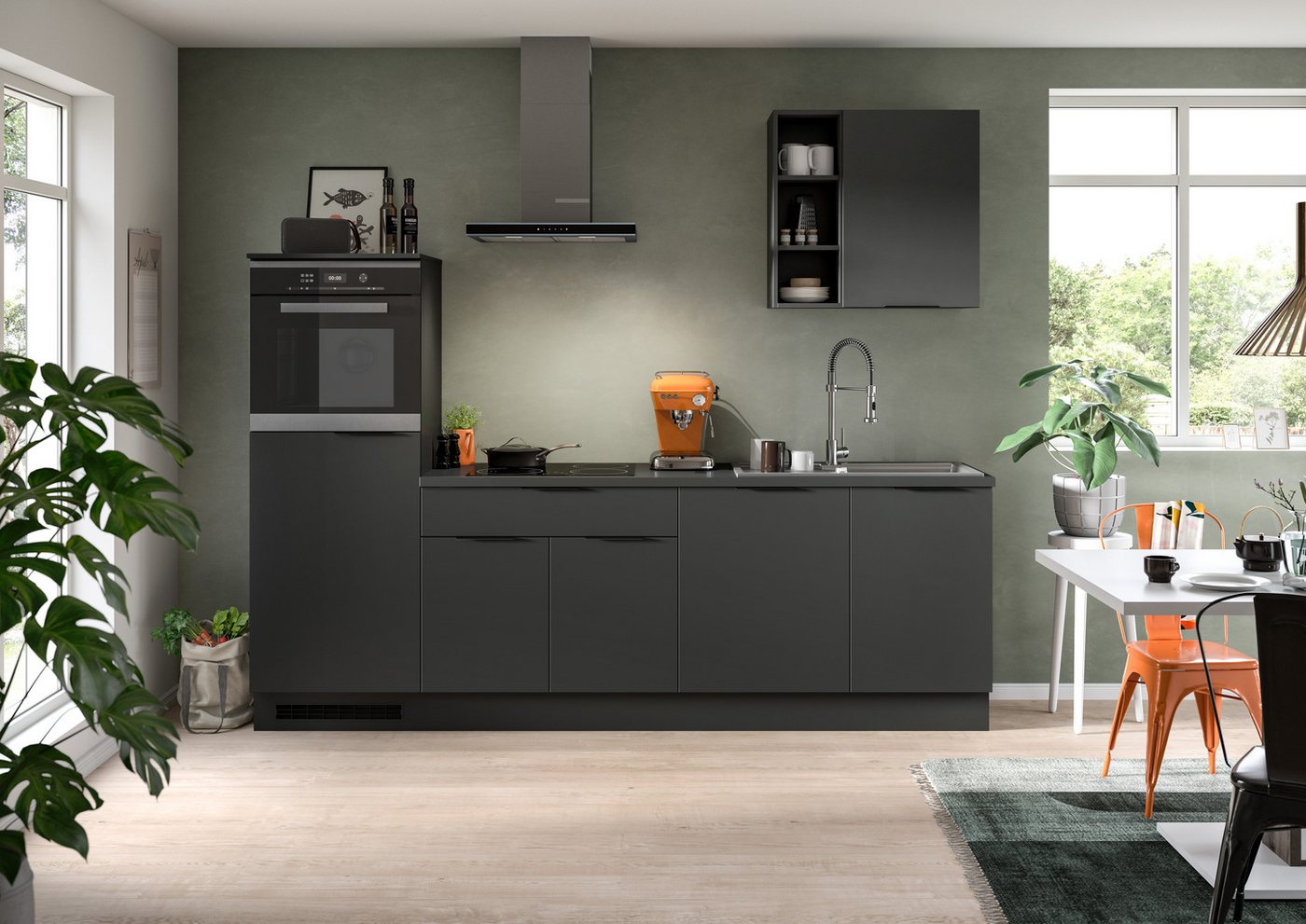 KOCHSTATION Küchenzeile KS-Lulea, Breite 260 cm, ohne E-Geräte, mit 3 cm starker Arbeitsplatte – Bild 2 von 5