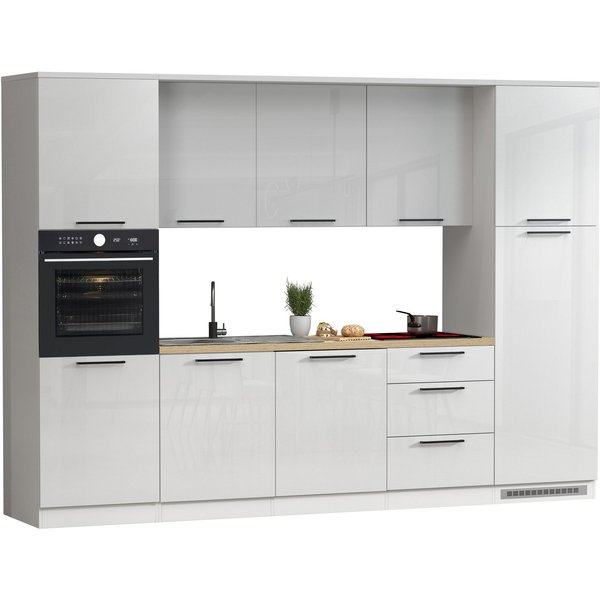 KOCHSTATION Küchenzeile KS-Luna, Einbauküche, Zeilenküche, Küchenblock, Breite 300 cm, wahlweise mit Hanseatic-E-Geräten, APL 35mm stark