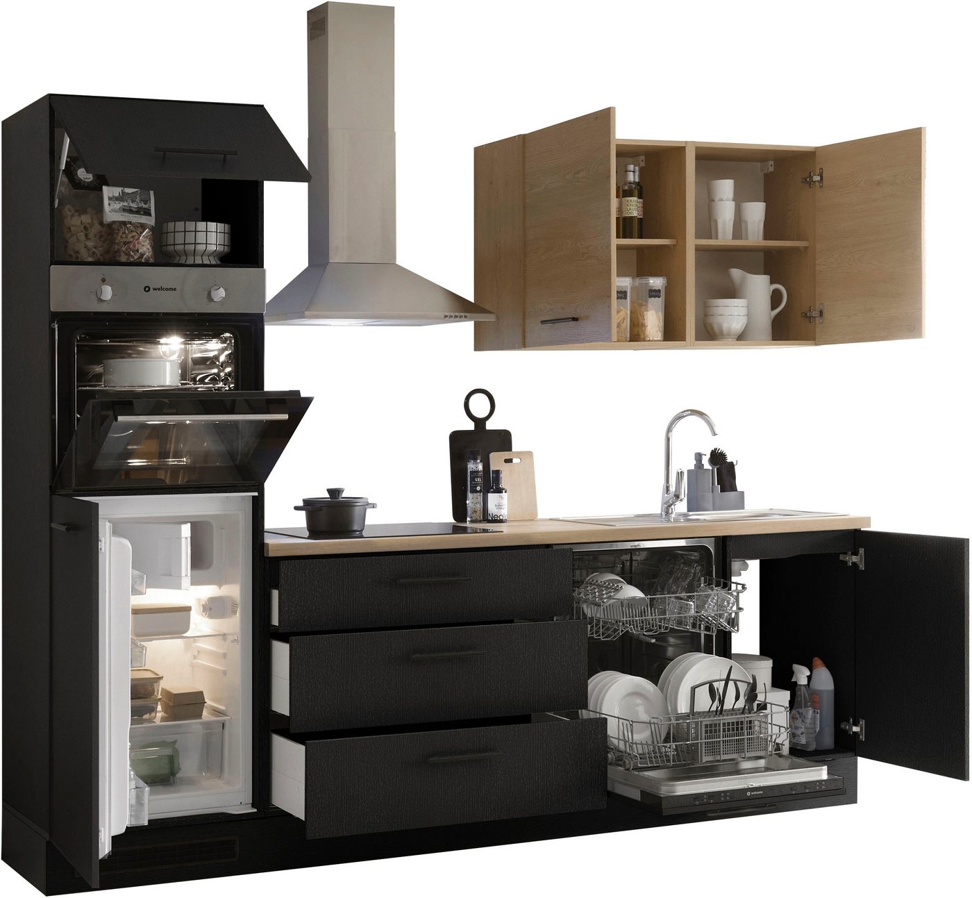 KOCHSTATION Küchenzeile KS-Malfi, Breite 260cm, wahlweise mit E-Geräten, Arbeitsplatte 38mm Stärke – Bild 4 von 5