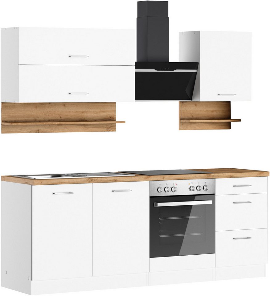 KOCHSTATION Küchenzeile KS-Milan, 210 cm breit, robuste Metallauszüge, viel Stauraum – Bild 3 von 5