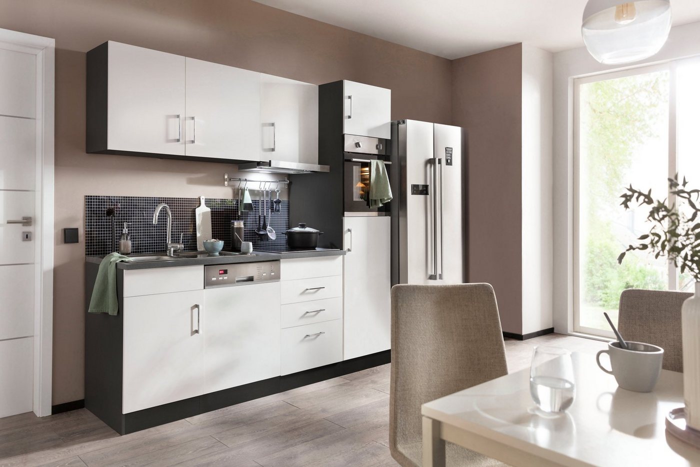 KOCHSTATION Küchenzeile KS-Paris, Breite 230 cm, wahlweise mit E-Geräten und Induktion – Bild 2 von 5