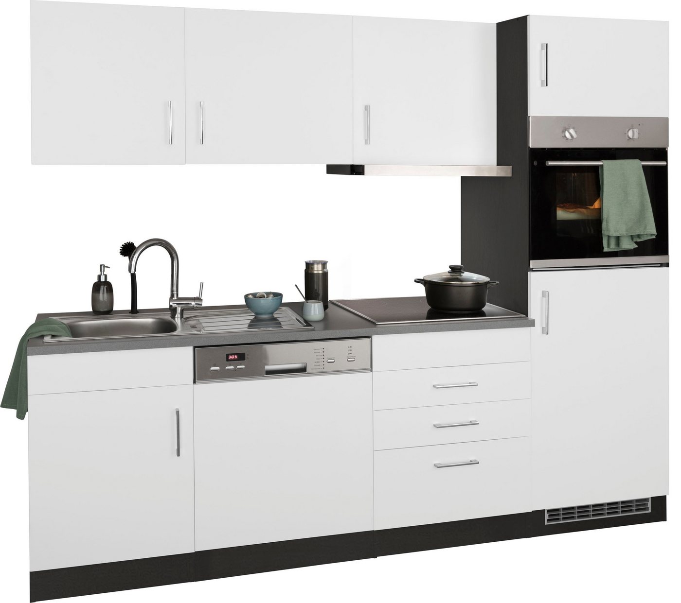 KOCHSTATION Küchenzeile KS-Paris, Breite 230 cm, wahlweise mit E-Geräten und Induktion – Bild 3 von 5