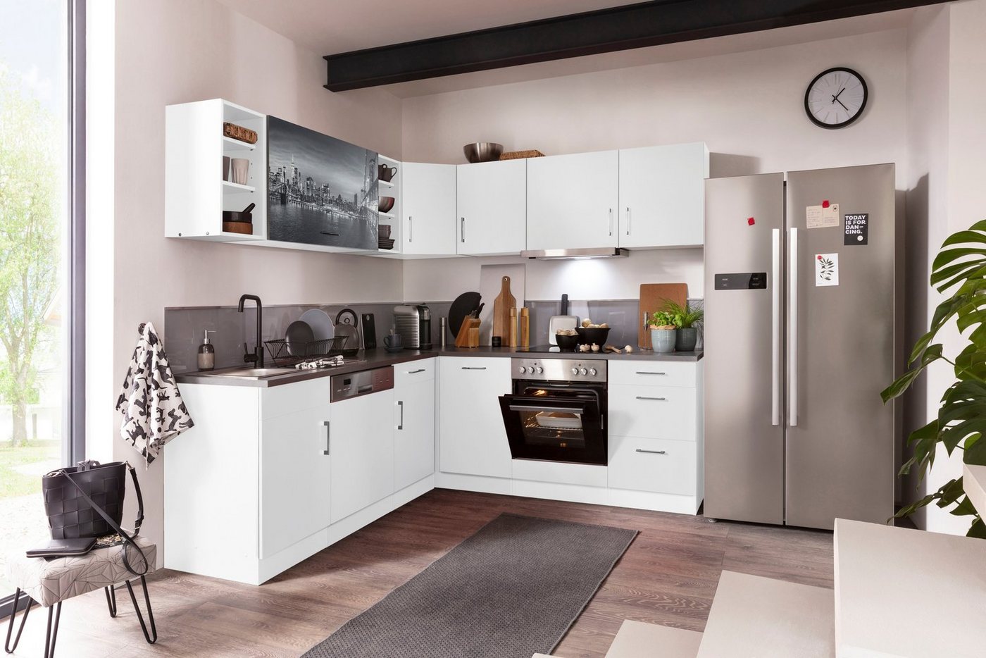 KOCHSTATION Küchenzeile KS-Paris – Küchen mit einzigartigen Fotomotiven auf den Fronten, Stellbreite 220/220 cm, wahlweise mit E-Geräten, mit Motivdruck – Bild 2 von 5