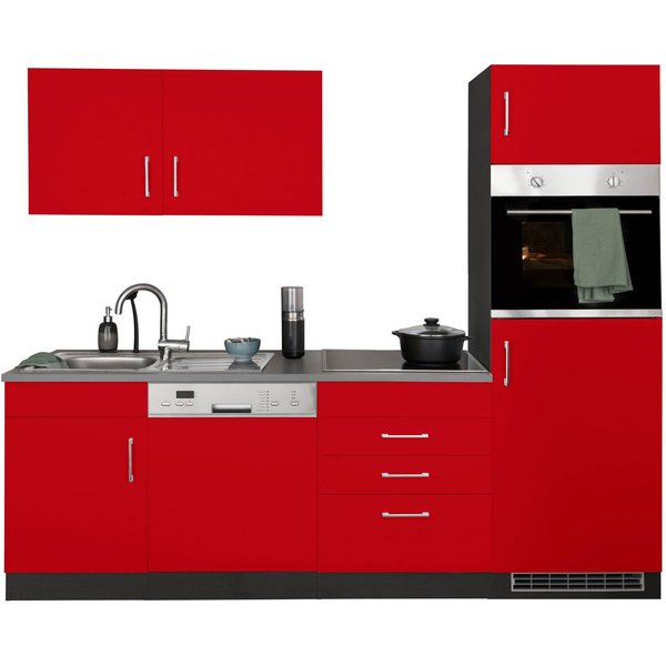 KOCHSTATION Küchenzeile KS-Paris, Breite 230 cm, wahlweise mit E-Geräten und Induktion