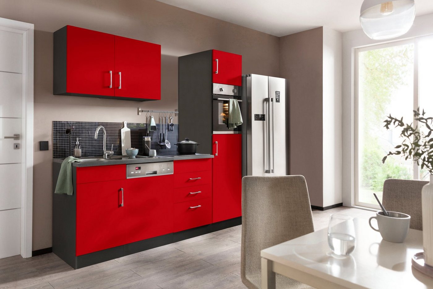 KOCHSTATION Küchenzeile KS-Paris, Breite 230 cm, wahlweise mit E-Geräten und Induktion – Bild 2 von 5