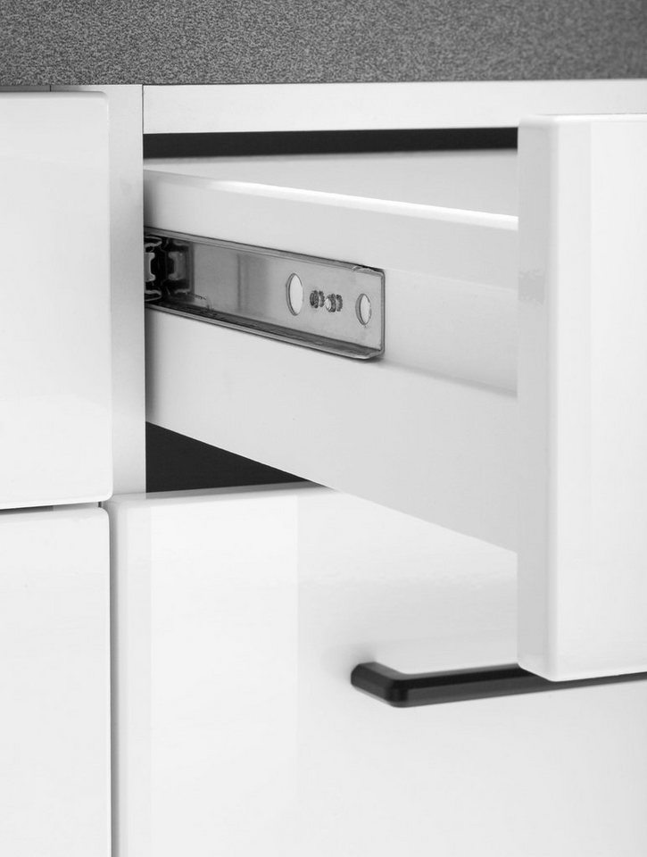 KOCHSTATION Küchenzeile KS-Tulsa, mit E-Geräten, Breite 210 cm, schwarze Metallgriffe, MDF Fronten – Bild 5 von 5
