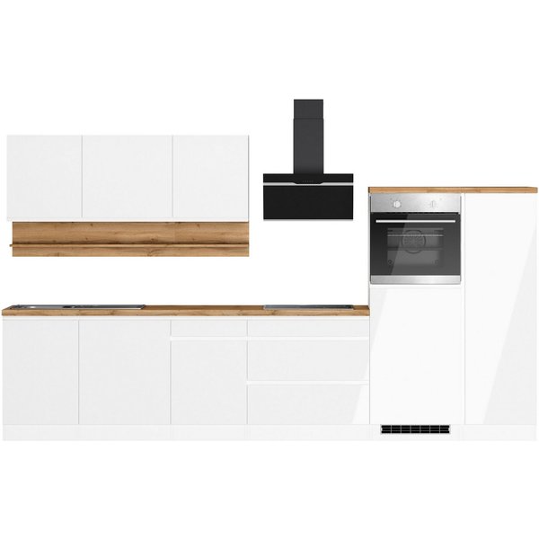 KOCHSTATION Küchenzeile KS-Virginia,neu in verbesserter Ausführung, Breite 350 cm,Soft-Close, mit Glaskeramik-oder Induktionskochfeld