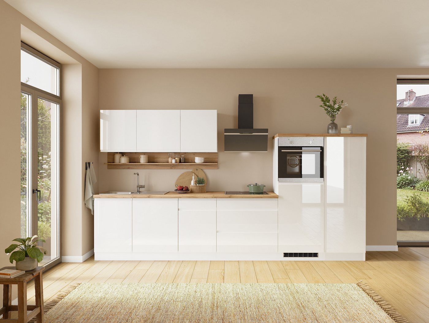 KOCHSTATION Küchenzeile KS-Virginia,neu in verbesserter Ausführung, Breite 350 cm,Soft-Close, mit Glaskeramik-oder Induktionskochfeld – Bild 2 von 5
