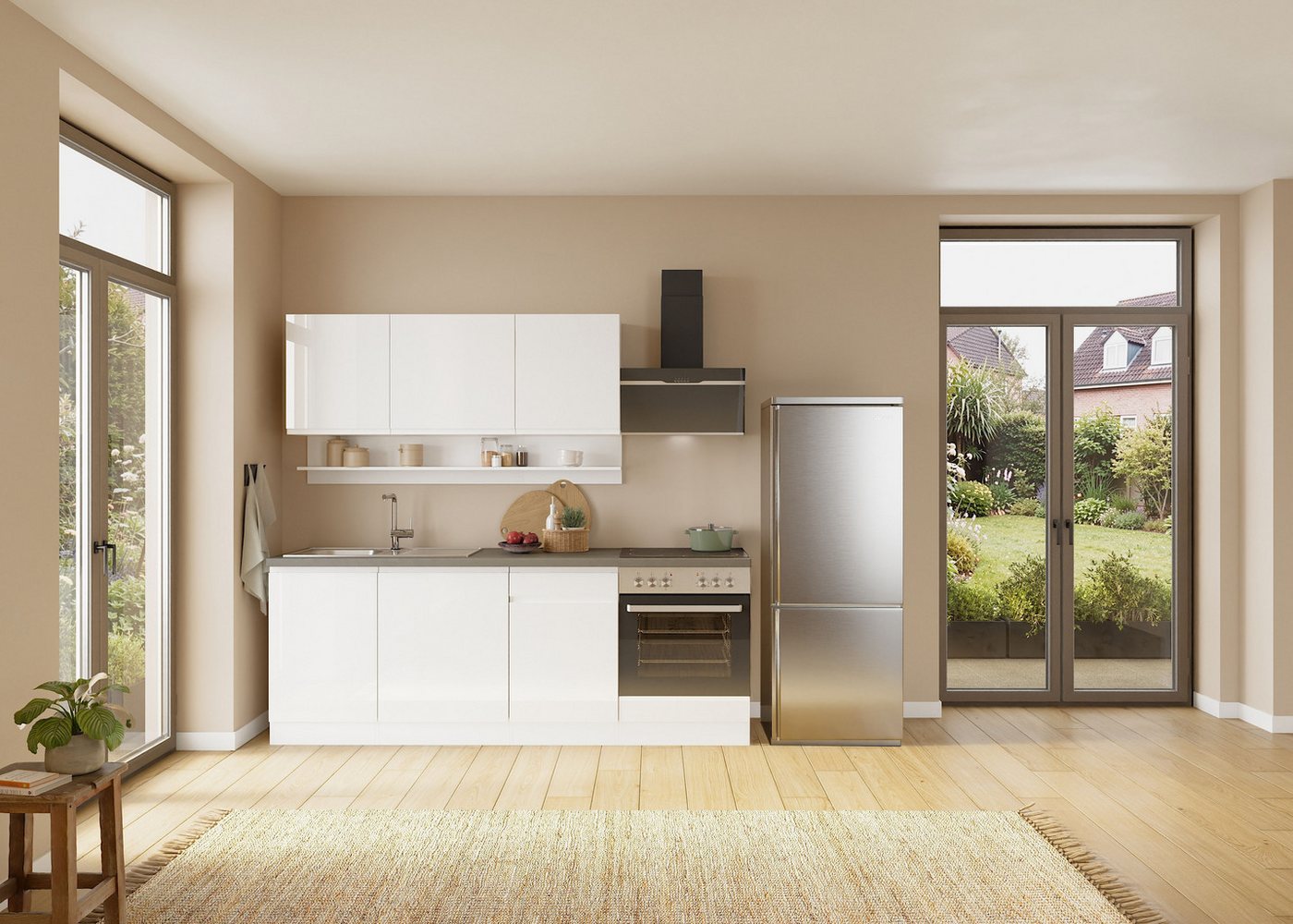KOCHSTATION Küchenzeile KS-Virginia,neu in verbesserter Ausführung, Breite 220 cm, Soft-Close, wahlweise mit E-Geräten – Bild 2 von 5