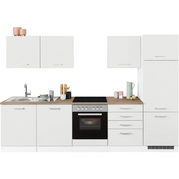 KOCHSTATION Küchenzeile KS-Visby, ohne E-Geräte, Breite 300 cm für Kühlschrank