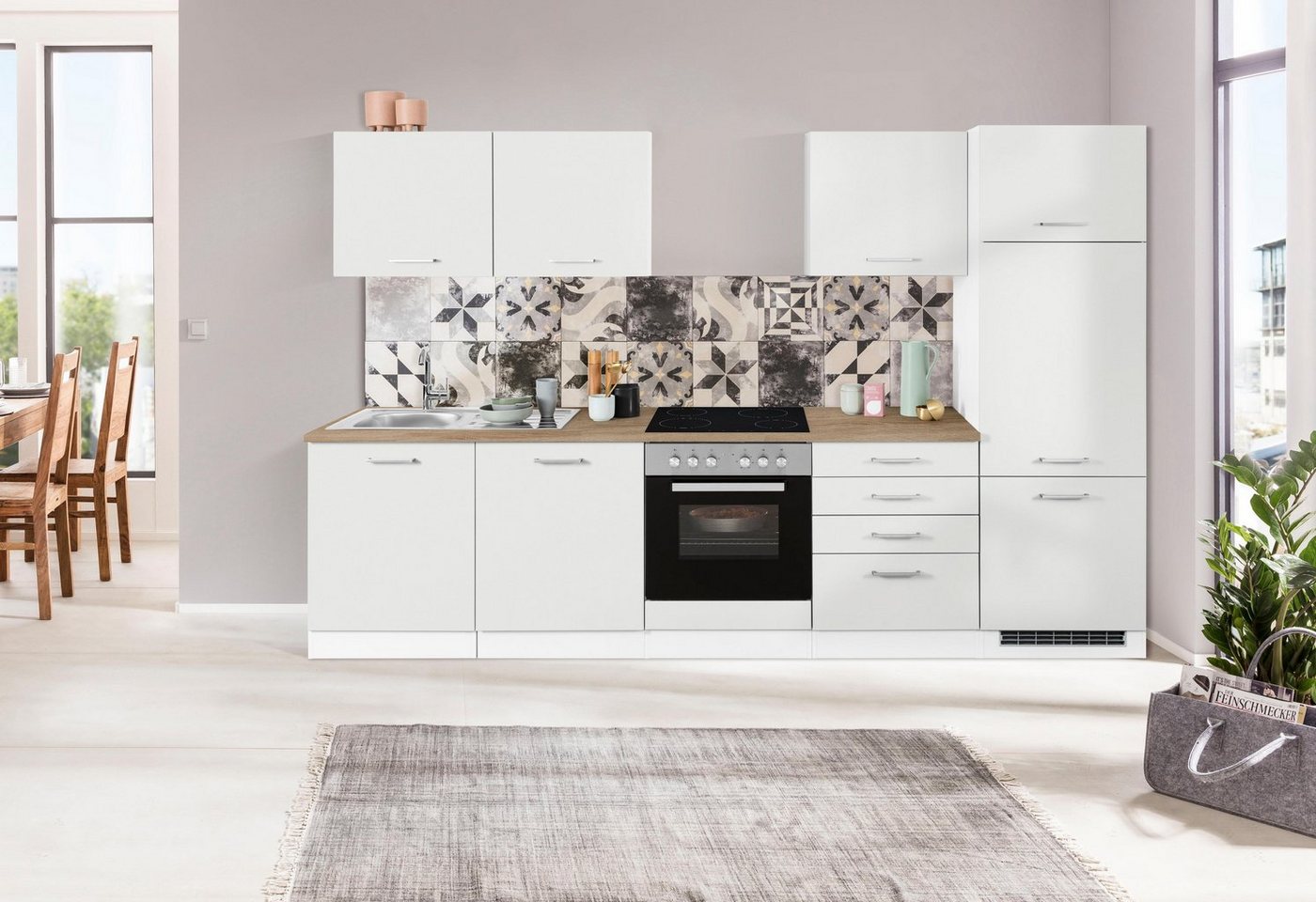 KOCHSTATION Küchenzeile KS-Visby, ohne E-Geräte, Breite 300 cm für Kühlschrank – Bild 2 von 5