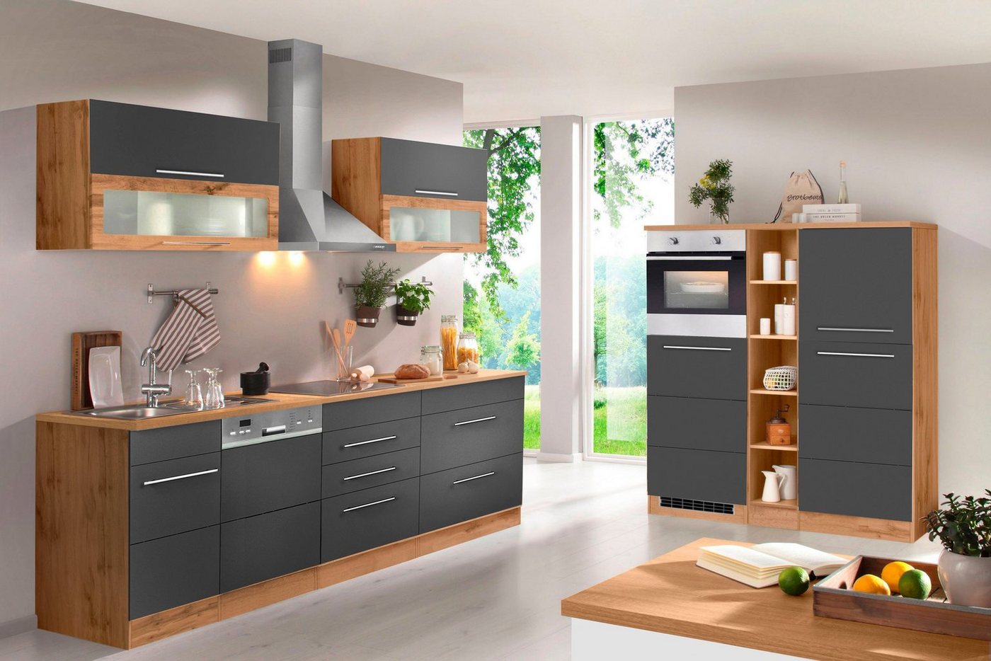 KOCHSTATION Küchenzeile KS-Wien, Breite 440 cm, wahlweise mit E-Geräten und Induktion – Bild 2 von 5