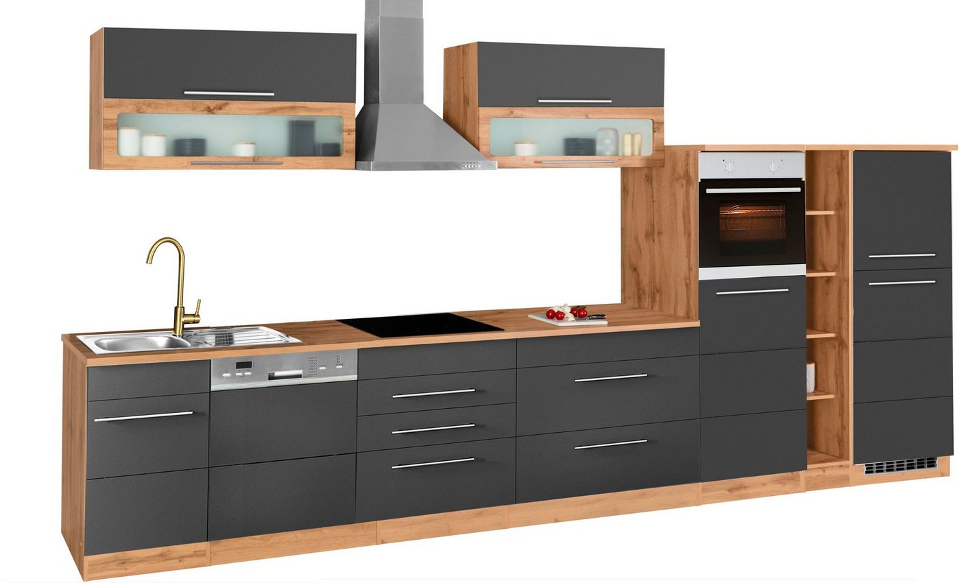 KOCHSTATION Küchenzeile KS-Wien, Breite 440 cm, wahlweise mit E-Geräten und Induktion – Bild 3 von 5