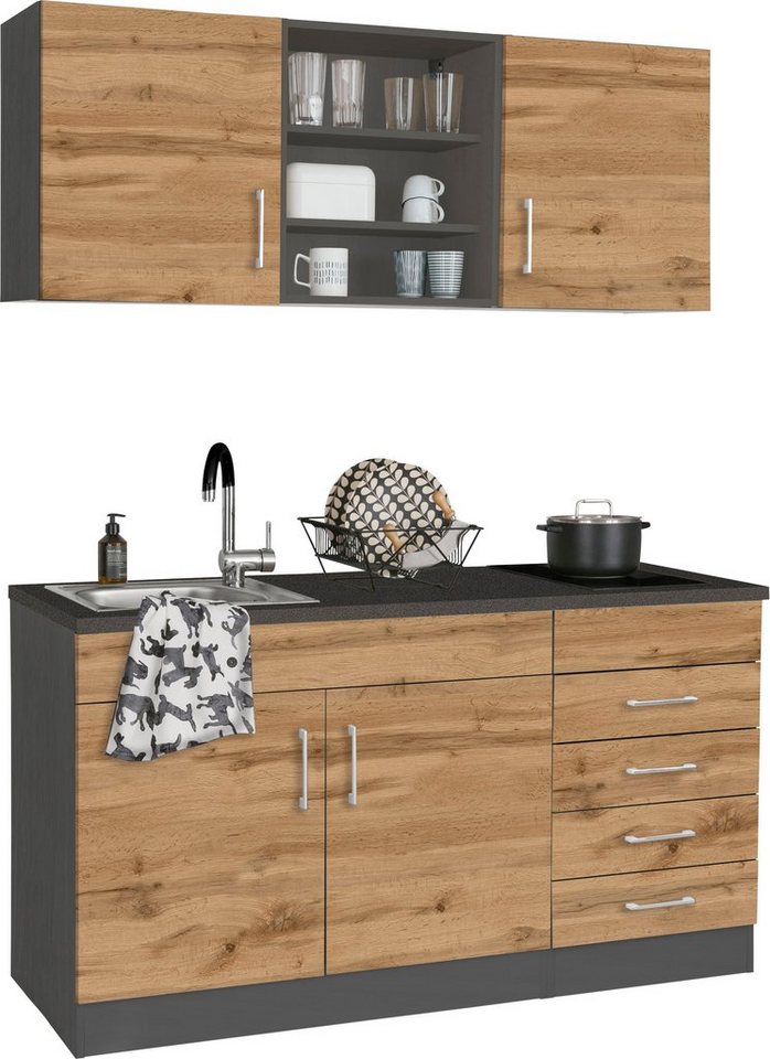 KOCHSTATION Pantryküche KS-Mali, Breite 150 cm, wahlweise mit E-Geräten – Bild 2 von 5