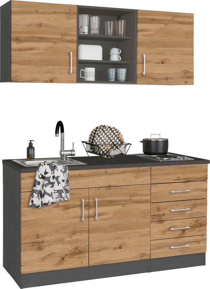 KOCHSTATION Pantryküche KS-Mali, Breite 150 cm, wahlweise mit E-Geräten – Bild 2 von 5