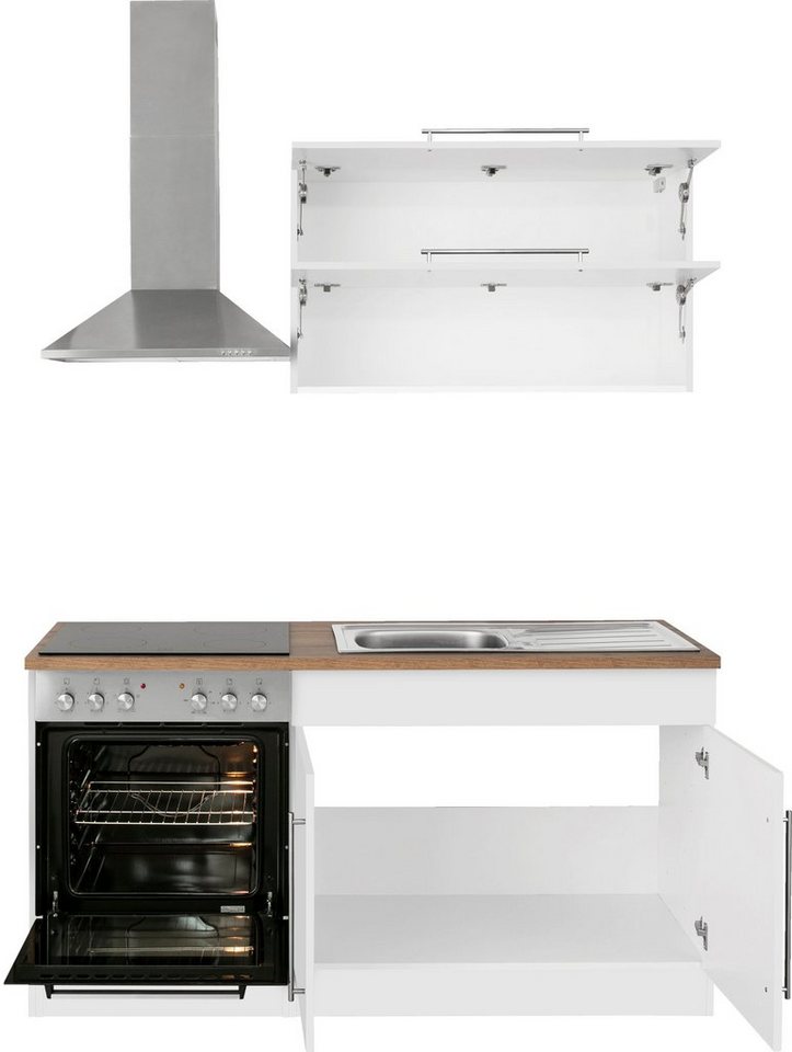 KOCHSTATION Pantryküche KS-Samos, Breite 160 cm, wahlweise mit E-Geräten und Glaskeramikkochfeld – Bild 4 von 5