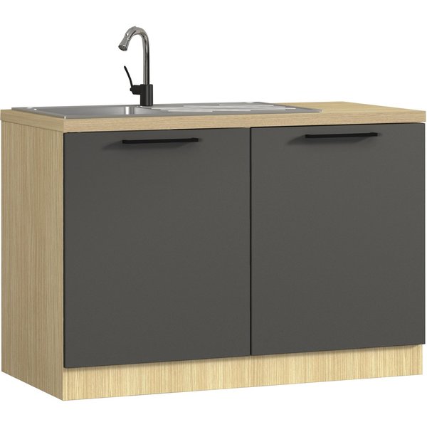 KOCHSTATION Spülenschrank Luna, Unterschrank für Spüle, Küchenspülenschrank, Made in Italy B/T/H: 120×60×85 cm, inklusive Einbauspüle und Siphon