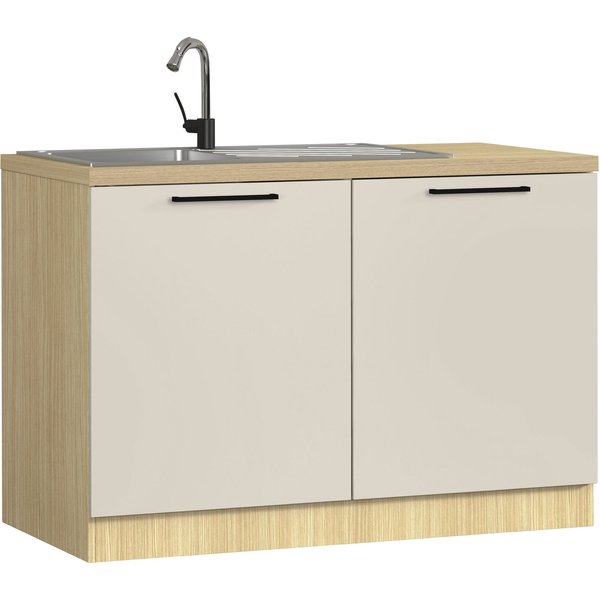 KOCHSTATION Spülenschrank Luna, Unterschrank für Spüle, Küchenspülenschrank, Made in Italy B/T/H: 120×60×85 cm, inklusive Einbauspüle und Siphon