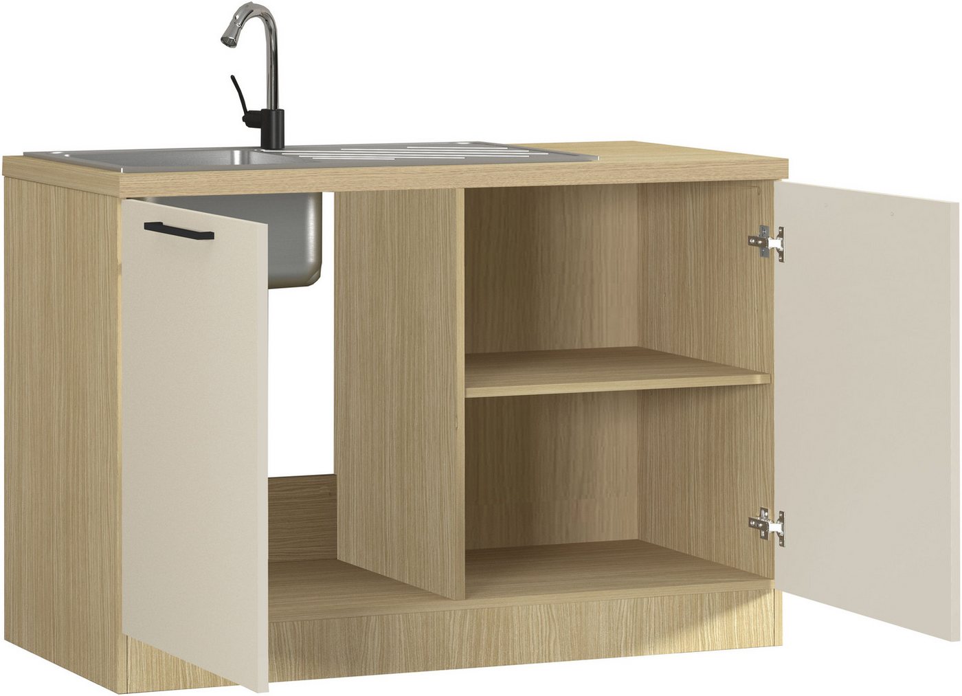 KOCHSTATION Spülenschrank Luna, Unterschrank für Spüle, Küchenspülenschrank, Made in Italy B/T/H: 120×60×85 cm, inklusive Einbauspüle und Siphon – Bild 3 von 5