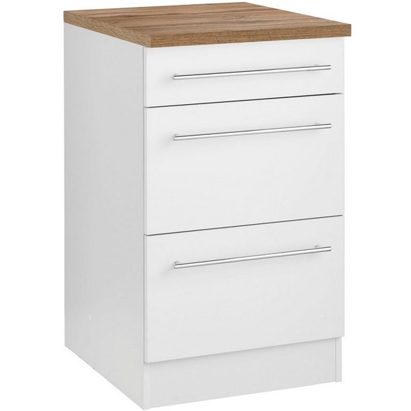 KOCHSTATION Unterschrank KS-Samos 50 cm breit, mit 2 großen Auszügen