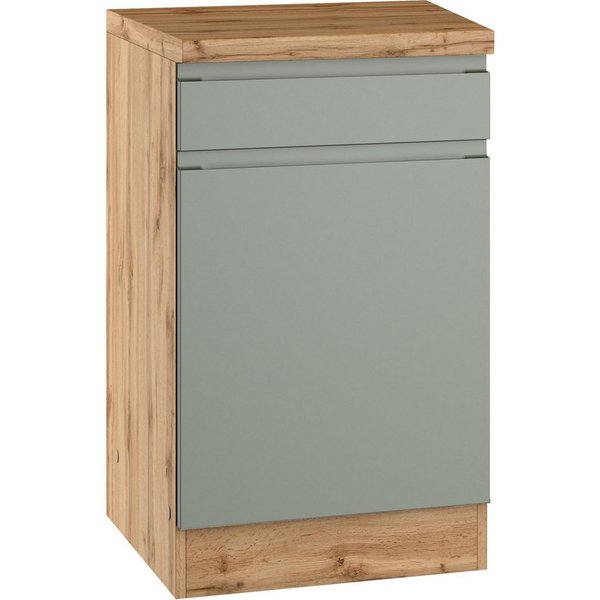 KOCHSTATION Unterschrank KS-Virginia,neu in verbesserter Ausführung (Stauraum, Softclose, mit CPL-Arbeitsplatte) Breite 50 cm, 1 Tür, 1 Schubkasten, Soft-Close-