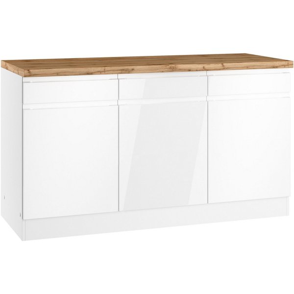 KOCHSTATION Unterschrank KS-Virginia,neu in verbesserter Ausführung (Stauraum, Softclose) Breite 150 cm, 3 Türen, Soft-Close-Funktion