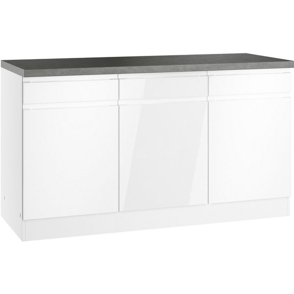 KOCHSTATION Unterschrank KS-Virginia,neu in verbesserter Ausführung (Stauraum, Softclose) Breite 150 cm, 3 Türen, Soft-Close-Funktion