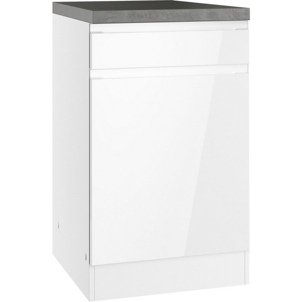 KOCHSTATION Unterschrank KS-Virginia,neu in verbesserter Ausführung (Stauraum, Softclose, mit CPL-Arbeitsplatte) Breite 50 cm, 1 Tür, 1 Schubkasten, Soft-Close-
