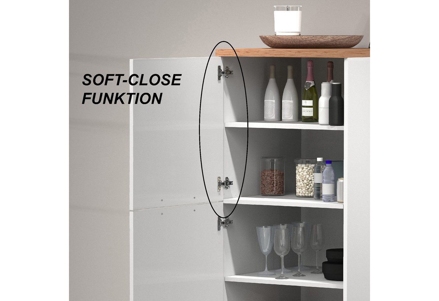 KOCHSTATION Vorratsschrank KS-Sole,Hauswirtschaftsschrank,Stauschrank,Küchenschrank Breite/Höhe 60/165 cm, 5 Fächer – Bild 4 von 5