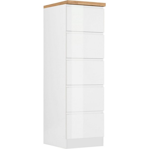 KOCHSTATION Vorratsschrank KS-Virginia,neu in verbesserter Ausführung (Stauraum, Softclose, mit CPL-Arbeitsplatte) Breite 60 cm, 5 Auszüge, Soft-Close-Funktion