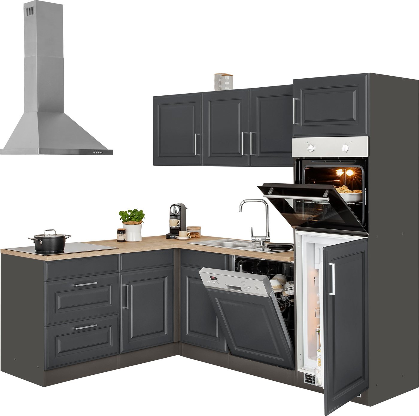 KOCHSTATION Winkelküche, Stellbreite 230x170 cm, wahlweise mit E-Geräten, MDF-Fronten – Bild 2 von 5