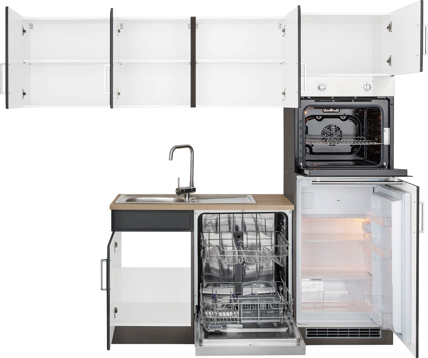 KOCHSTATION Winkelküche, Stellbreite 230x170 cm, wahlweise mit E-Geräten, MDF-Fronten – Bild 4 von 5