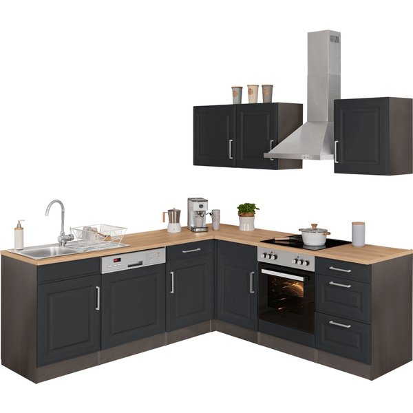 KOCHSTATION Winkelküche, Stellbreite 220x220 cm, wahlweise mit E-Geräten, MDF-Fronten