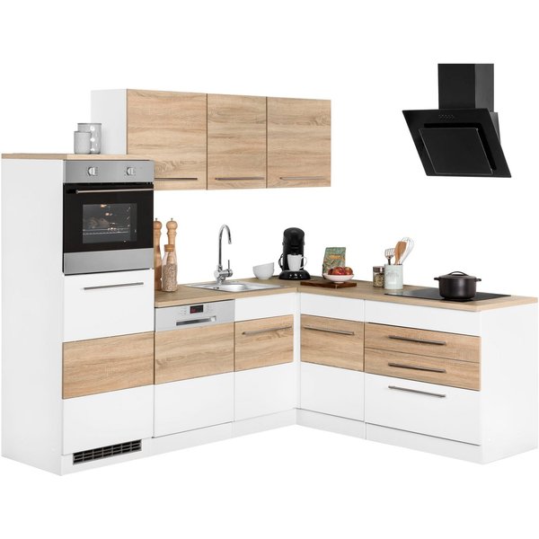 KOCHSTATION Winkelküche KS-Trient, Stellbreite 230x190 cm, wahlweise mit E-Geräten, mit Arbeitsplatte