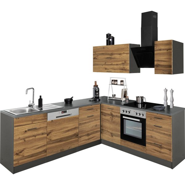 KOCHSTATION Winkelküche KS-Trier, mit E-Geräten, Stellbreite 220/220 cm