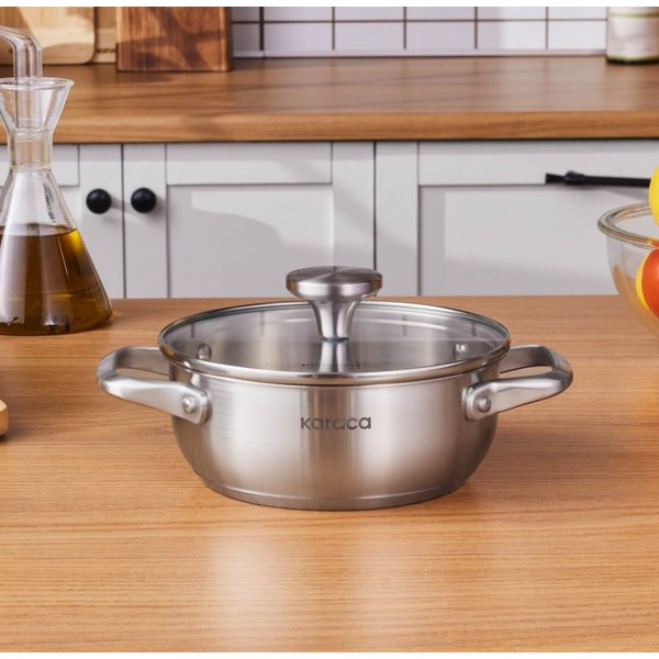 Karaca Kochtopf Karaca Elite Edelstahl-Kasserolle Flach 18 cm