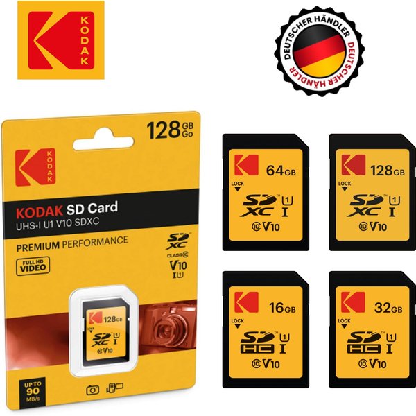 Kodak Kodak SD-Karte Speicherkarte 64 GB (4K) Ultra Performance Speicherkarte (64 GB SD-Karte (4K) GB)