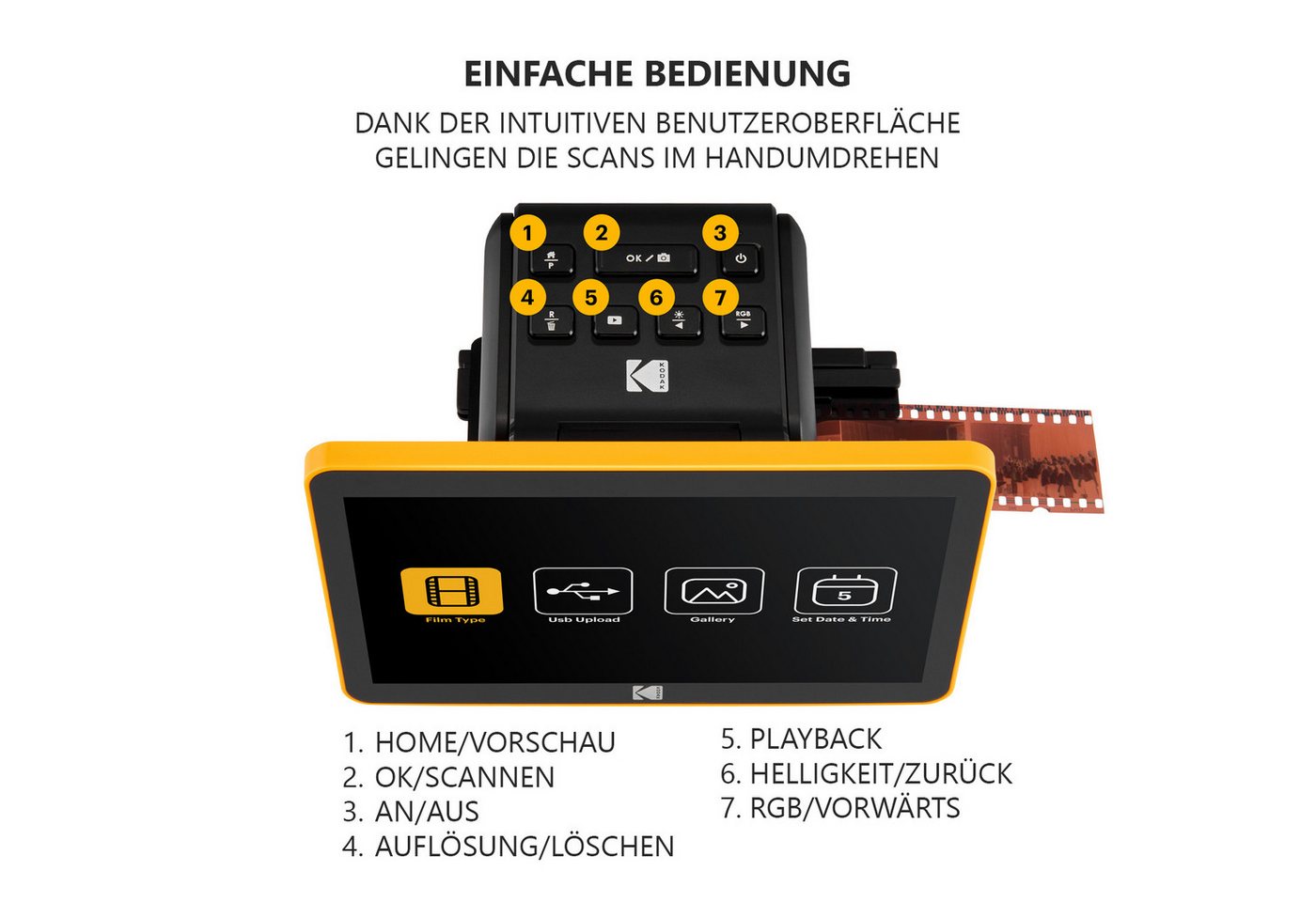 Kodak Slide'n'Scan Max Digitaler Filmscanner Diascanner, (7 Zoll Display) – Bild 4 von 5