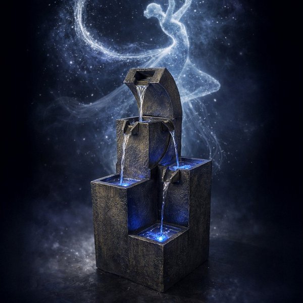 Köhko Gartenbrunnen Brunnen mit LEDs, stufige Wasserfall für Garten,Terrasse,Balkon