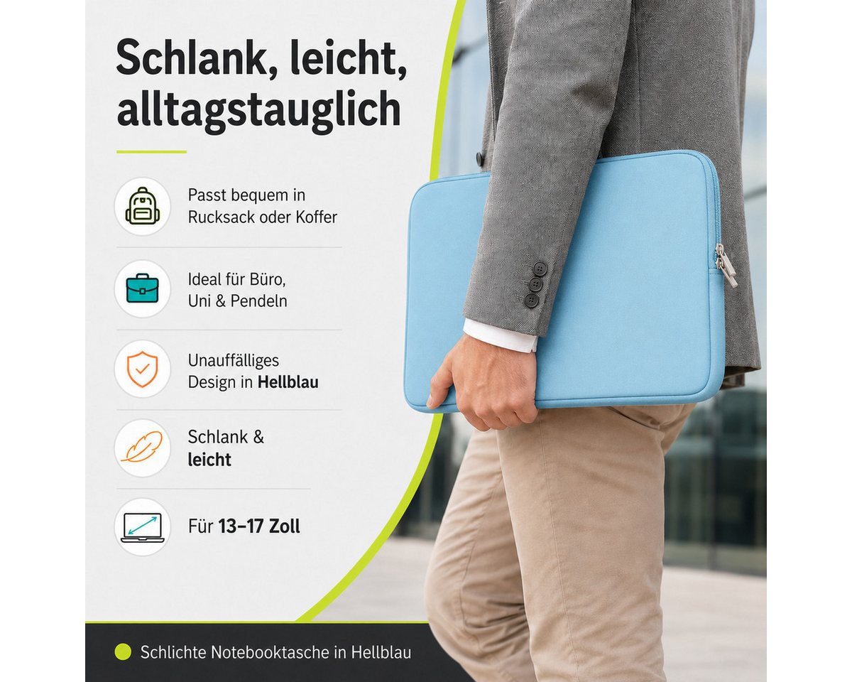 König Design Laptoptasche Universal Notebooktasche 13 Zoll Sleeve Tasche Hülle Laptop Case Cover, weiches Innenfutter zum Schutz vor Kratzern – Bild 3 von 5