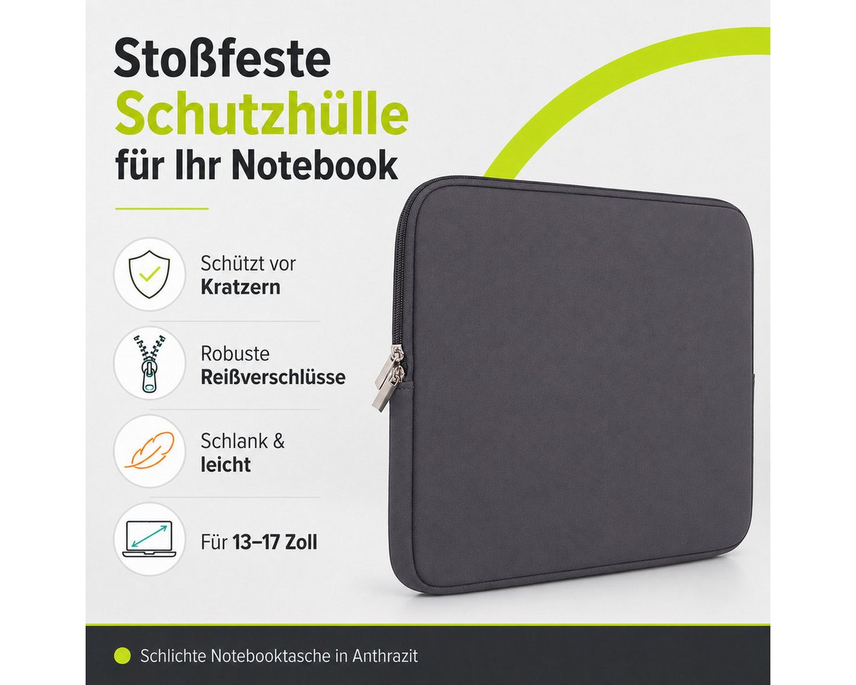 König Design Laptoptasche Universal Notebooktasche 16 Zoll Sleeve Tasche Hülle Laptop Case Cover, weiches Innenfutter zum Schutz vor Kratzern – Bild 2 von 5