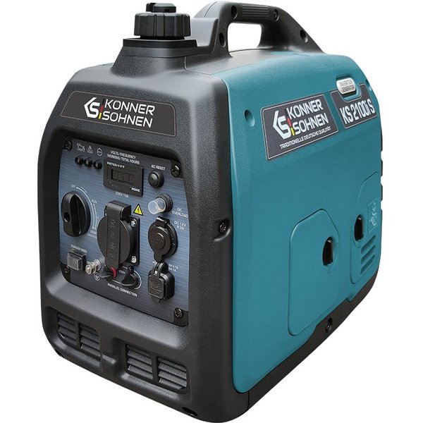 Könner & Söhnen Stromerzeuger KS 2100i S, 2,00 in kW, (Superleiser Benzin-Inverter-Generator mit USB-Anschluss, 1-tlg., 2.0 kW, 62 dB(A), ECO-Modus, Ideal für C