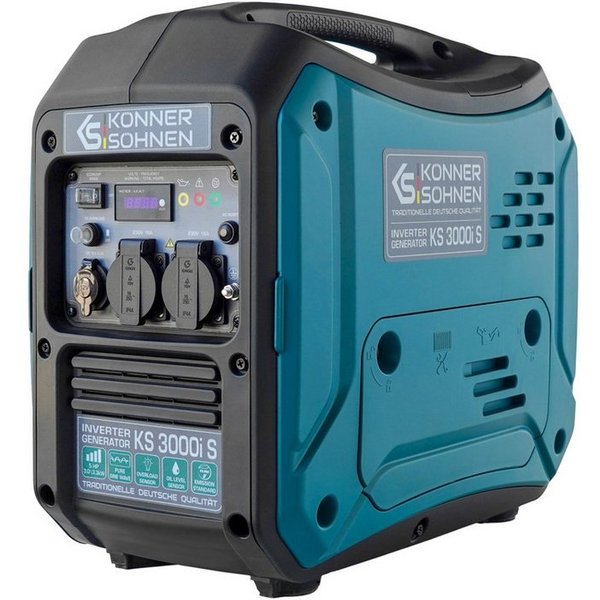 Könner & Söhnen Stromerzeuger KS 3000i S, (Silent Inverter Stromerzeuger 3.3kW mit reiner Sinuswelle, 1-tlg., 3300W Peak, nur 22.5kg, superleise 68dB, 4L Tank, 