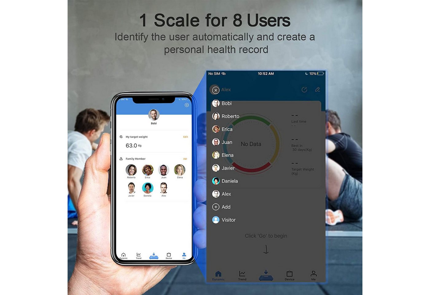 Wisam Körper-Analyse-Waage Wisam® B2017 Smart App Digital Personenwaage BMI Bluetooth iOS Android – Bild 5 von 5