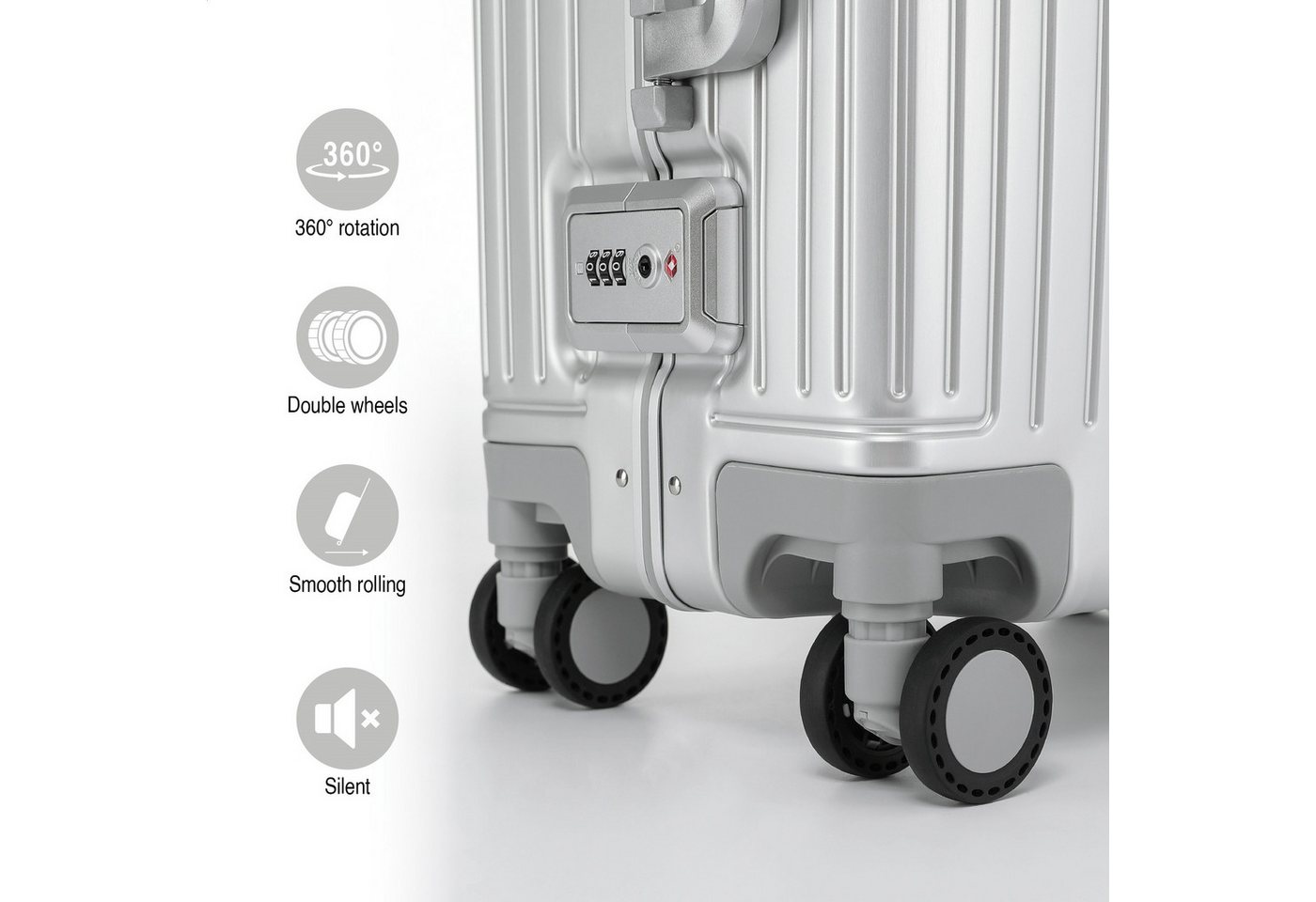 KOFA Handgepäckkoffer GENEVA, 55cm 100% Aluminium Hartschale, 4 Rollen, TSA Schloss – Bild 5 von 5