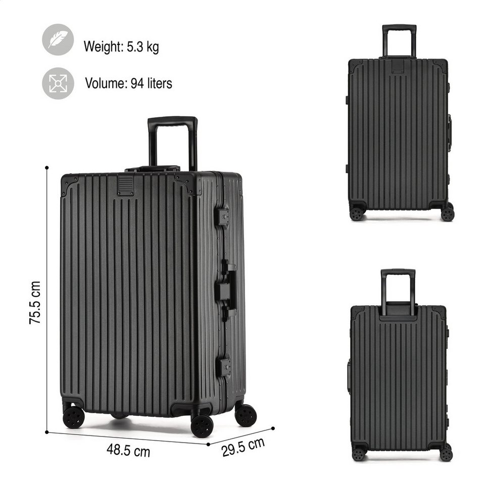KOFA Koffer ZURICH, 75cm Alu-Rahmen & Polycarbonat-Hartschale, 4 Rollen, TSA Schloss – Bild 3 von 5