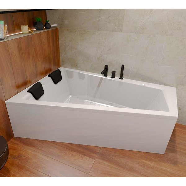 KOLMAN Badewanne Eckwanne 150x85 INTIMA Links mit AcrylSchürze + 2 Kopfstützen, (IntimaSET), Ablaufgarnitur & Füße GRATIS