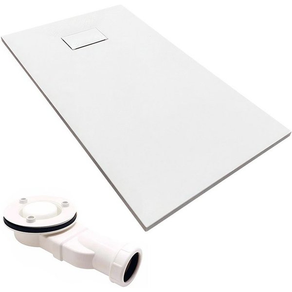 KOLMAN Duschwanne Rechteck VIDAR 100x80x3,2 Steinoptik, rechteckig, Verbundwerkstoff, Ablaufgarnitur GRATIS